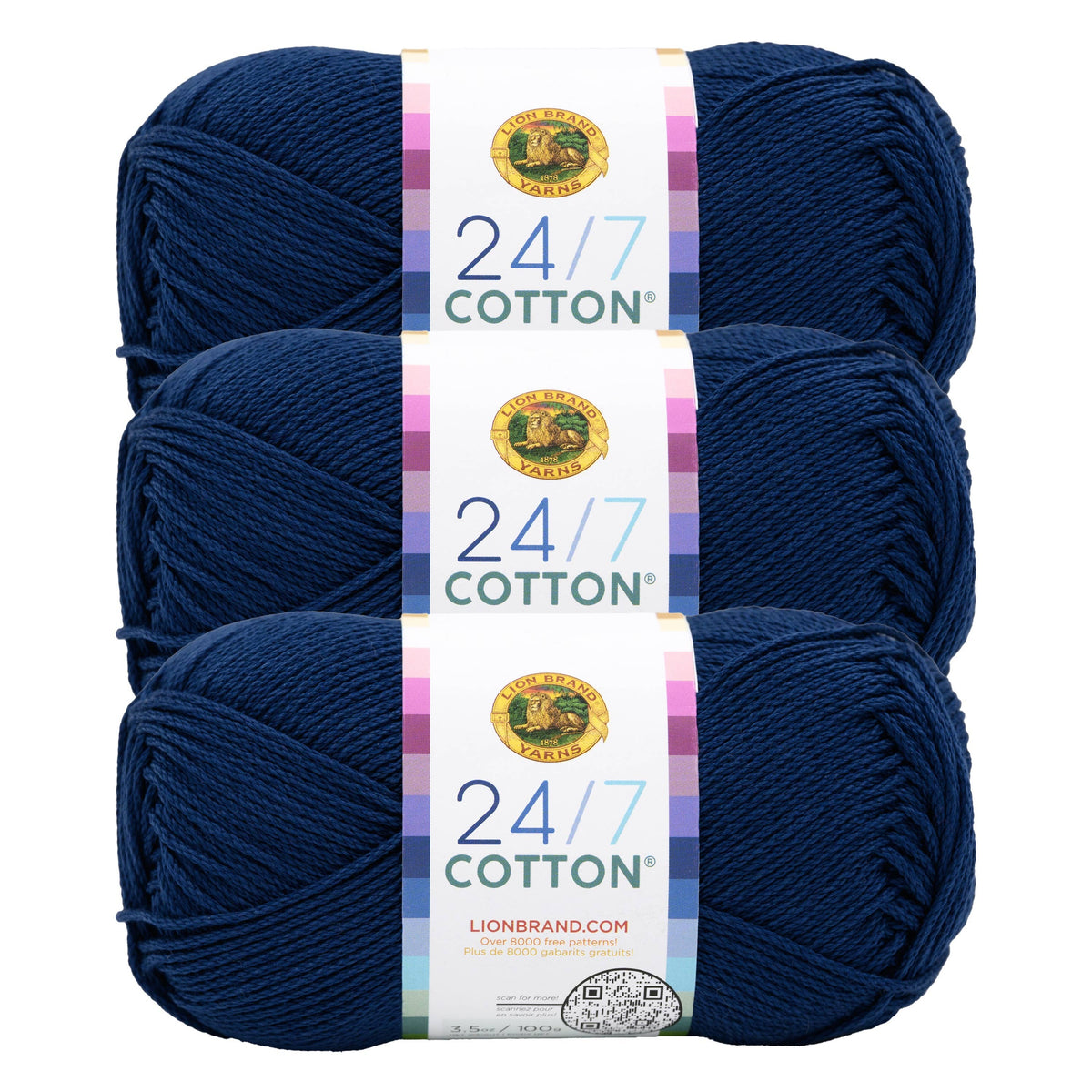 Lion Brand Yarn 24/7 Cotton 3 Pack: Beets