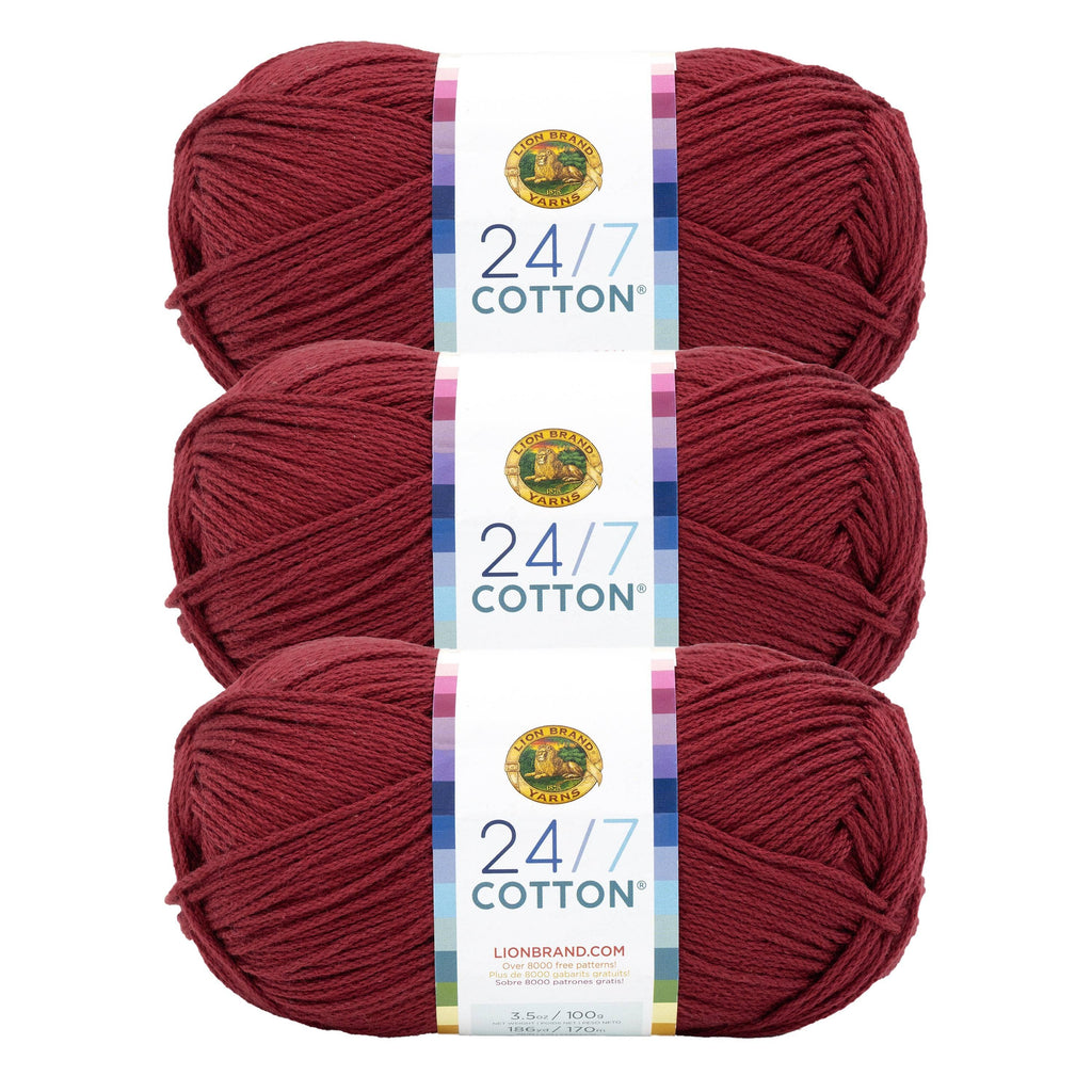 Lion Brand Yarn 24/7 Cotton 3 Pack: Rose