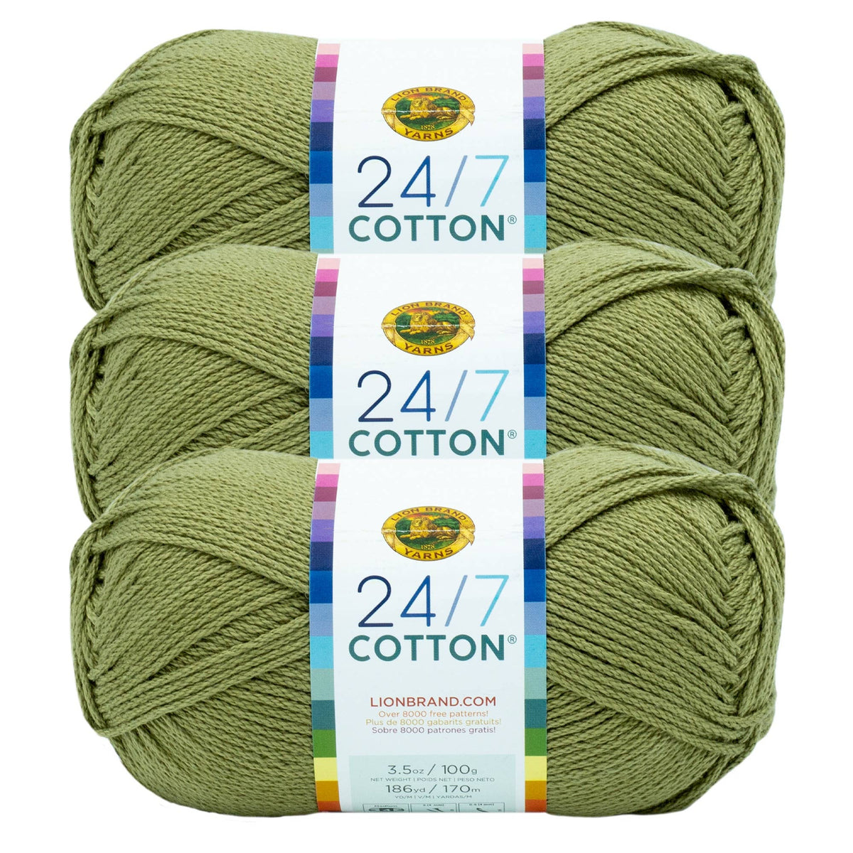 Lion Brand Yarn 24/7 Cotton 3 Pack: Riviera