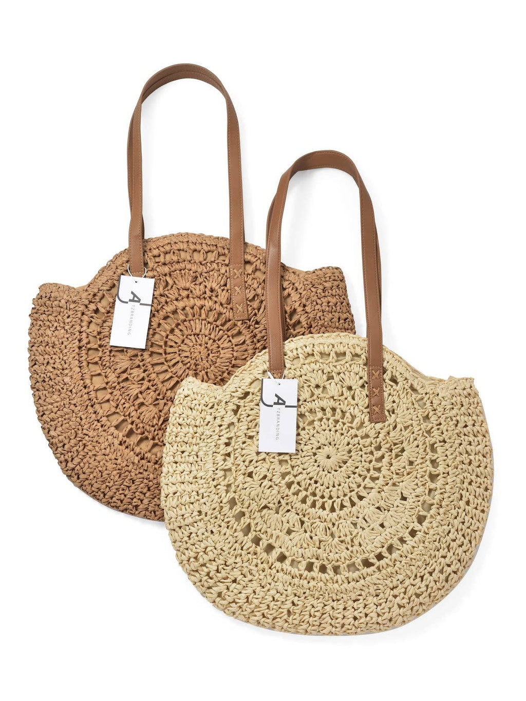 Cosbai - Round Hollow Woven Bag: Beige