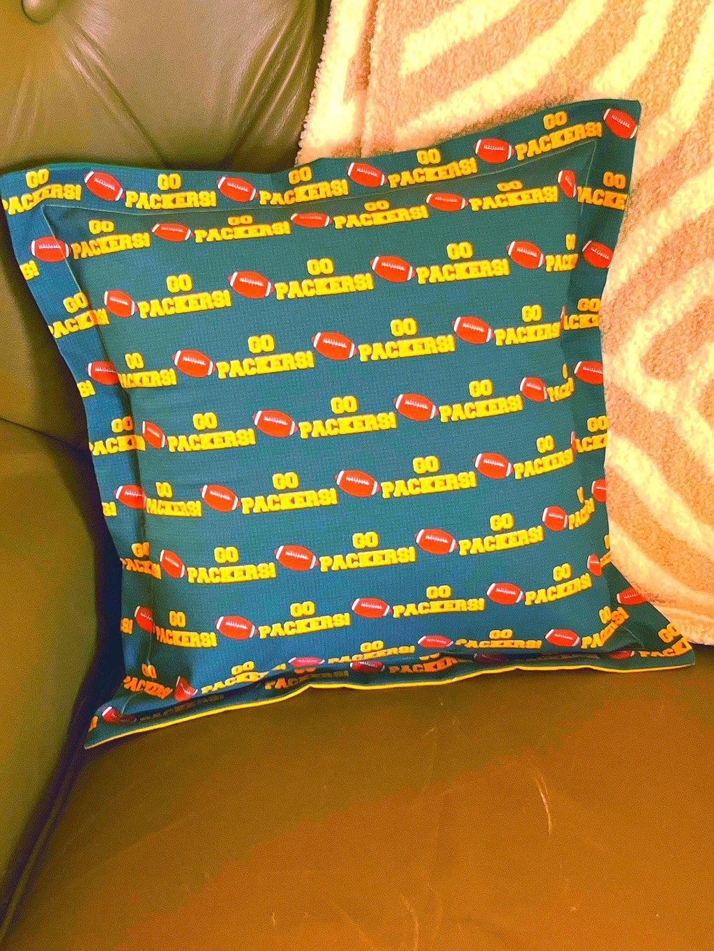 Handmade Green Bay Packers Throw Pillow - All Cotton