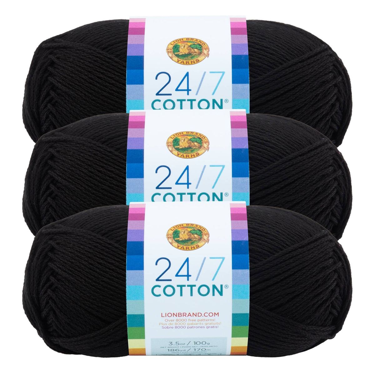 Lion Brand Yarn 24/7 Cotton 3 Pack: Rose