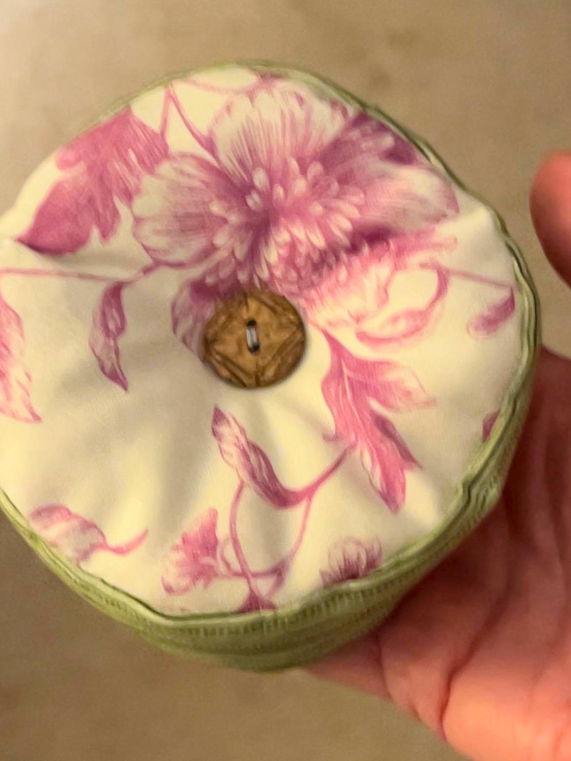 Floral Round Pin Cushion, Handmade Fabric Sewing Tool