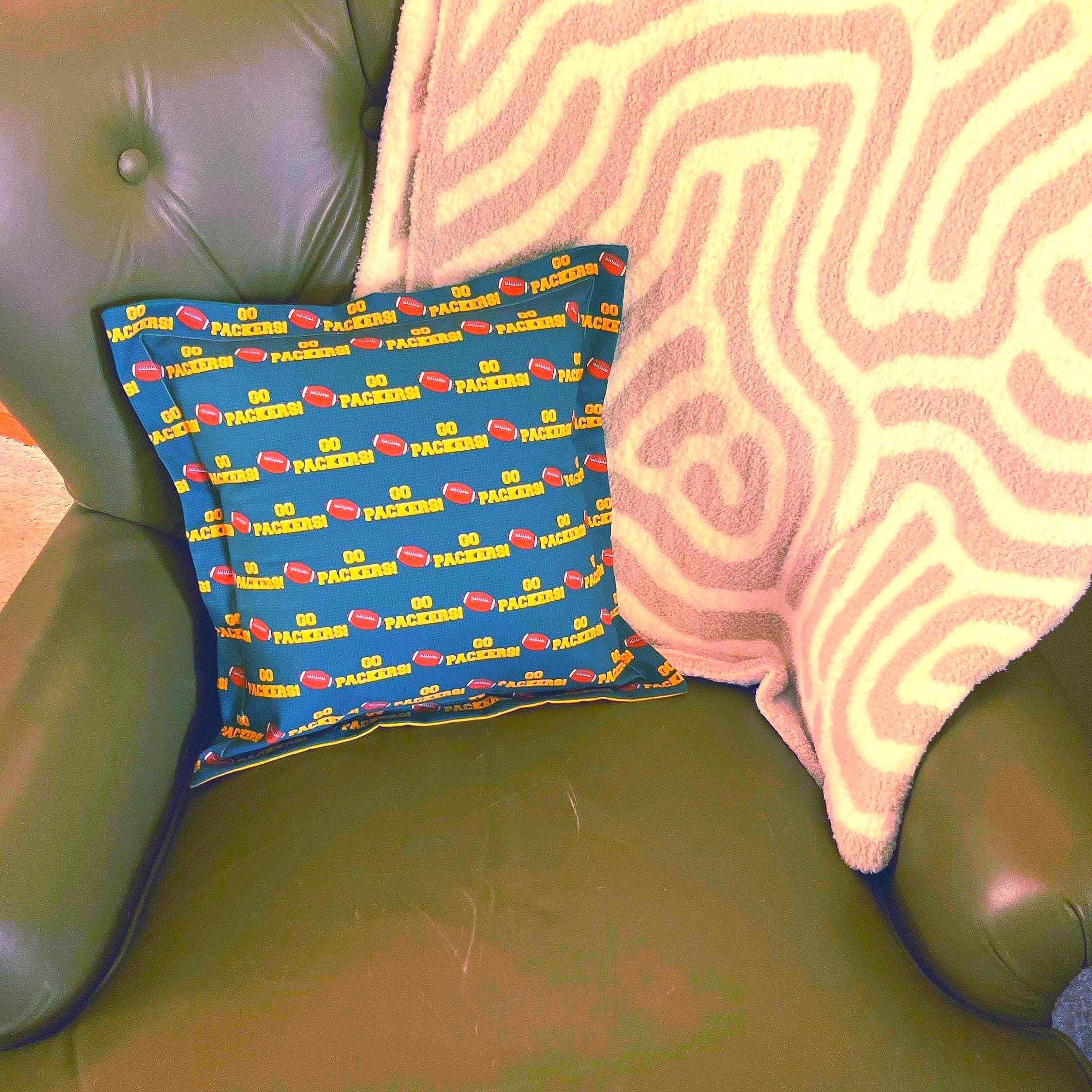 Handmade Green Bay Packers Throw Pillow - All Cotton