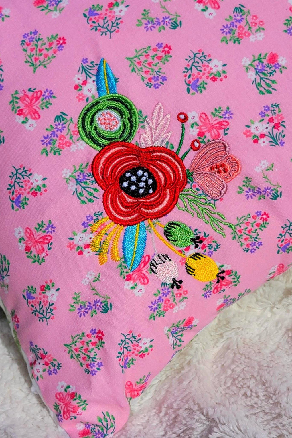 Handmade Flowers Throw Pillow: All Cotton
