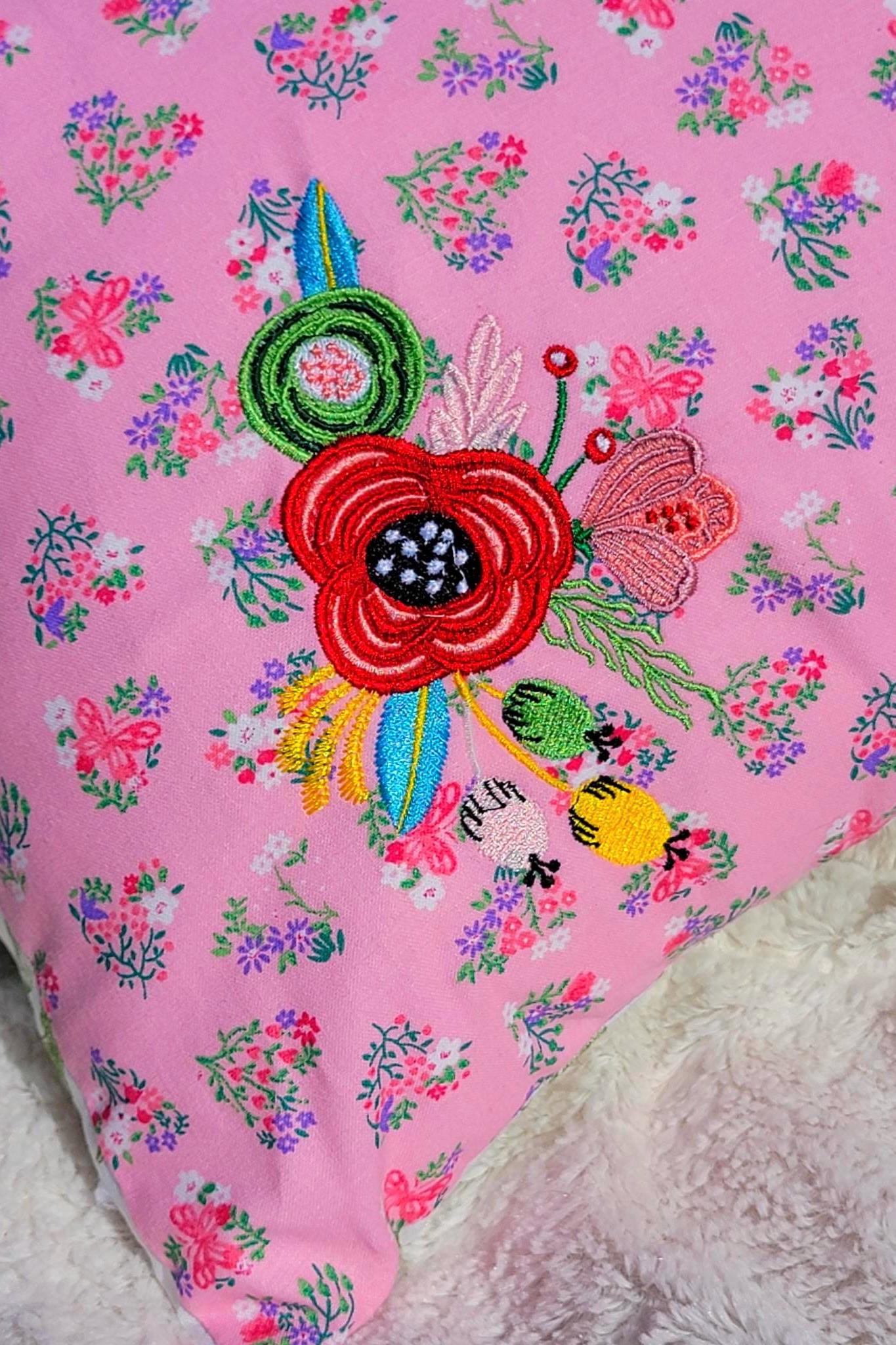Handmade Flowers Throw Pillow: All Cotton