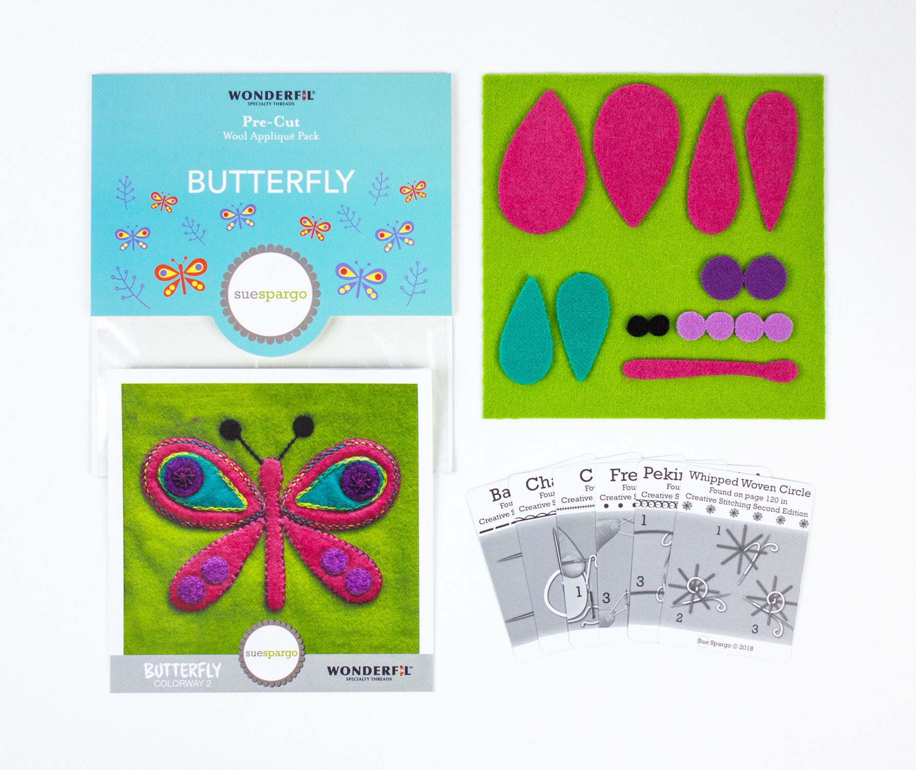 Pre-Cut Wool Applique Pack - SUE SPARGO Butterfly - Colorway 2