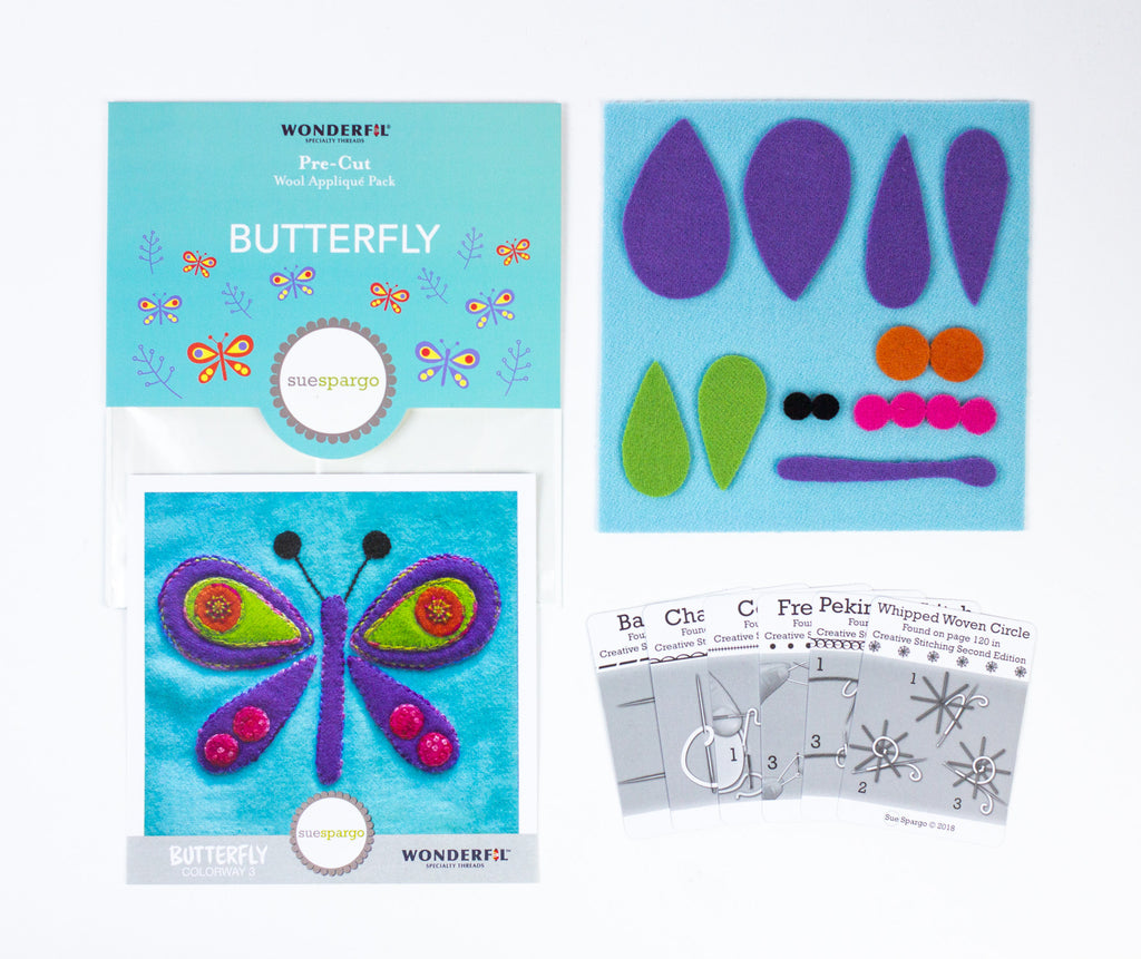 Pre-Cut Wool Applique Pack - SUE SPARGO Butterfly - Colorway 3